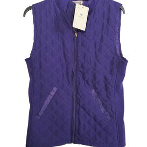 Bienzoe Vest Womens Size Small Slim Purple Zip Quilted Light Weight Stretch NWT
